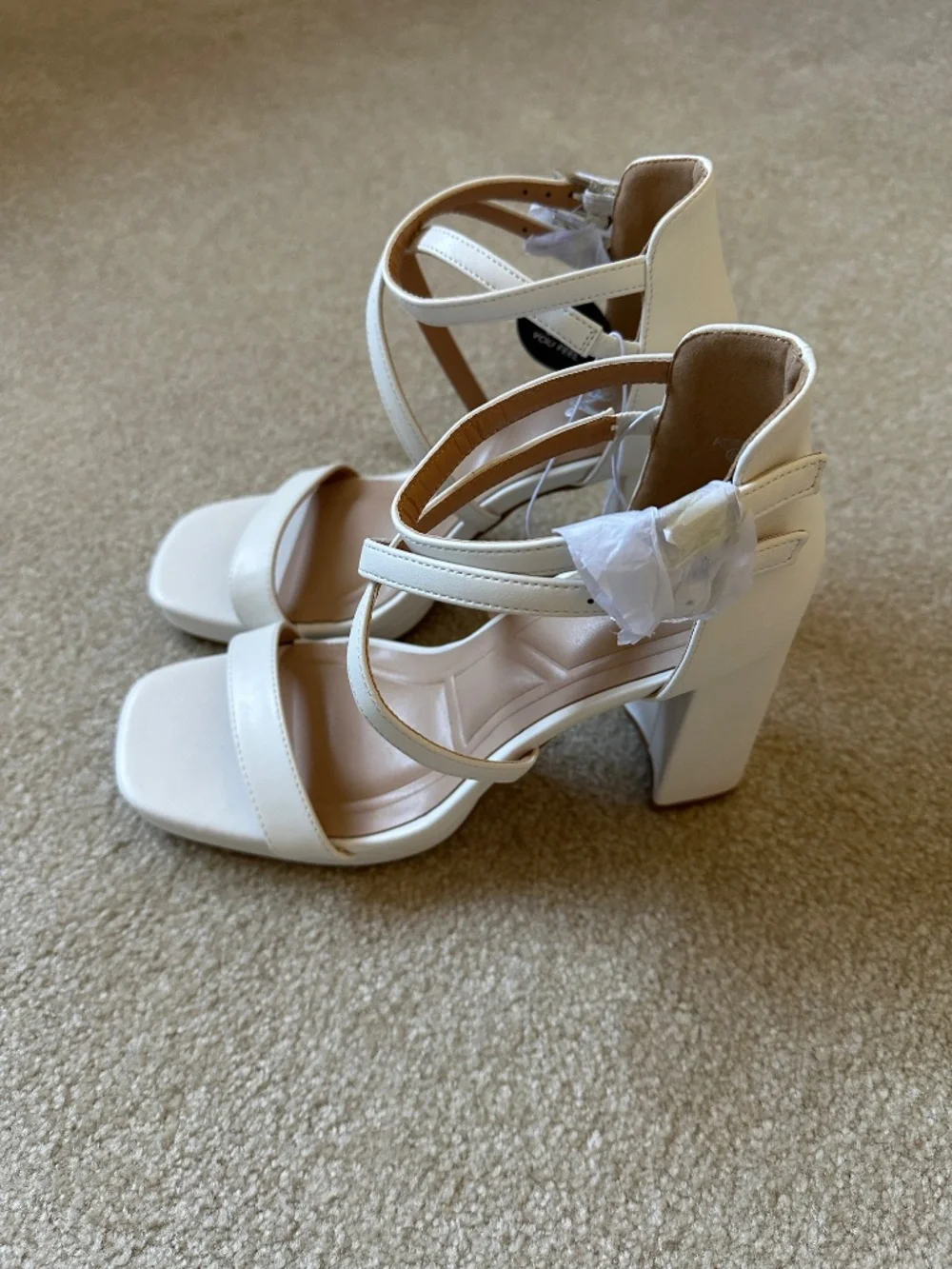 Strappy White Platform Heels - Picture 4 of 7